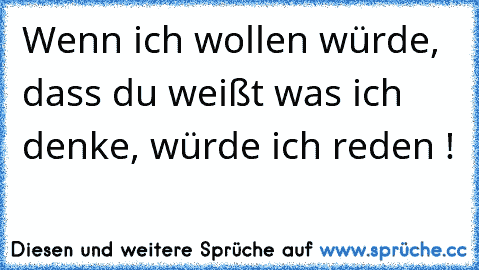 Wenn ich wollen würde, dass du weißt was ich denke, würde ich reden !