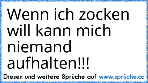 Wenn ich zocken will kann mich niemand aufhalten!!!