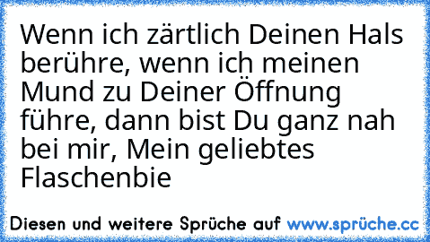 Wenn ich zärtlich Deinen Hals berühre, wenn ich meinen Mund zu Deiner Öffnung führe, dann bist Du ganz nah bei mir, Mein geliebtes Flaschenbie