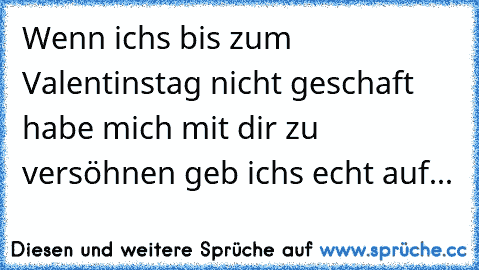 Wenn ich´s bis zum Valentinstag nicht geschaft habe mich mit dir zu versöhnen geb ich´s echt auf...