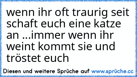 wenn ihr oft traurig seit schaft euch eine katze an ...
immer wenn ihr weint kommt sie und tröstet euch