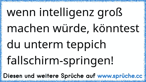 wenn intelligenz groß machen würde, könntest du unterm teppich fallschirm-springen!