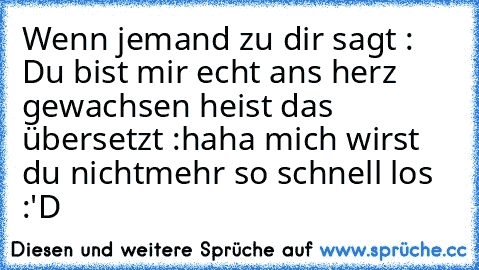 Wenn jemand zu dir sagt : Du bist mir echt ans herz gewachsen heist das übersetzt :haha mich wirst du nichtmehr so schnell los :'D