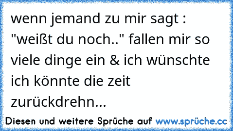 wenn jemand zu mir sagt : "weißt du noch.." fallen mir so viele dinge ein & ich wünschte ich könnte die zeit zurückdrehn...