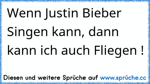 Wenn Justin Bieber Singen kann, dann kann ich auch Fliegen !