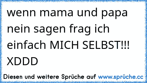 wenn mama und papa nein sagen frag ich einfach MICH SELBST!!! XDDD