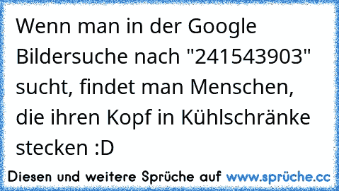 Wenn man in der Google Bildersuche nach "241543903" sucht, findet man Menschen, die ihren Kopf in Kühlschränke stecken :D