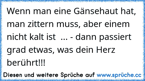 Wenn man eine Gänsehaut hat, man zittern muss, aber einem nicht kalt ist  ... - dann passiert grad etwas, was dein Herz berührt!!! ♥