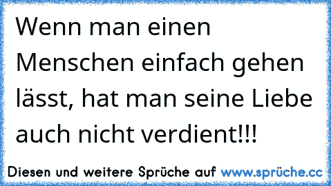 Wenn man einen Menschen einfach gehen lässt, hat man seine Liebe auch nicht verdient!!!