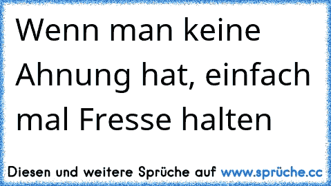 Wenn man keine Ahnung hat, einfach mal Fresse halten