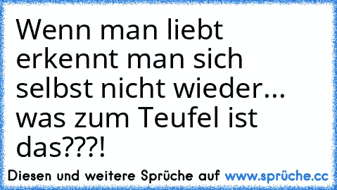 Wenn man liebt erkennt man sich selbst nicht wieder... was zum Teufel ist das???!