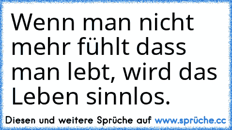 Wenn man nicht mehr fühlt dass man lebt, wird das Leben sinnlos.