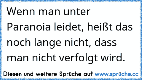 Wenn man unter Paranoia leidet, heißt das noch lange nicht, dass man nicht verfolgt wird.