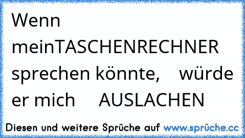 Wenn mein
TASCHENRECHNER
  sprechen könnte,
    würde er mich
     AUSLACHEN