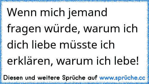 Wenn mich jemand fragen würde, warum ich dich liebe müsste ich erklären, warum ich lebe!