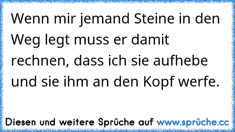 Wenn mir jemand Steine in den Weg legt muss er damit rechnen, dass ich sie aufhebe und sie ihm an den Kopf werfe.