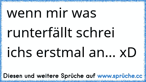 wenn mir was runterfällt schrei ichs erstmal an... xD