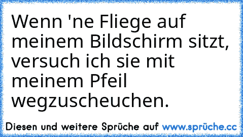 Wenn 'ne Fliege auf meinem Bildschirm sitzt, versuch ich sie mit meinem Pfeil wegzuscheuchen.