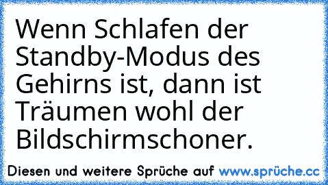 Wenn Schlafen der Standby-Modus des Gehirns ist, dann ist Träumen wohl der Bildschirmschoner.