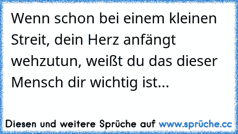 Wenn schon bei einem kleinen Streit, dein Herz anfängt wehzutun, weißt du das dieser Mensch dir wichtig ist...