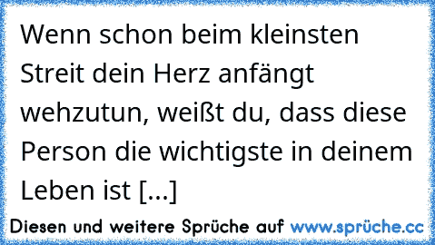 Wenn schon beim kleinsten Streit dein Herz anfängt wehzutun, weißt du, dass diese Person die wichtigste in deinem Leben ist [...]