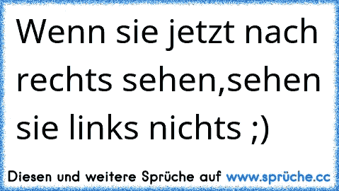 Wenn sie jetzt nach rechts sehen,sehen sie links nichts ;)