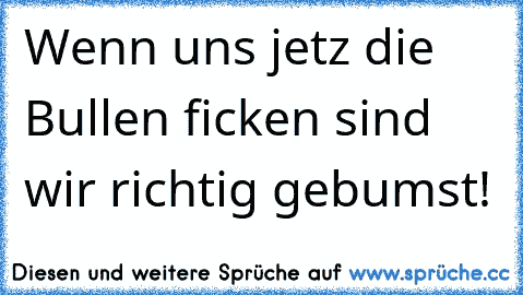 Wenn uns jetz die Bullen ficken sind wir richtig gebumst!