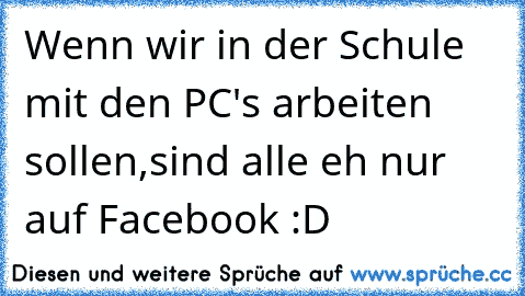 Wenn wir in der Schule mit den PC's arbeiten sollen,sind alle eh nur auf Facebook :D