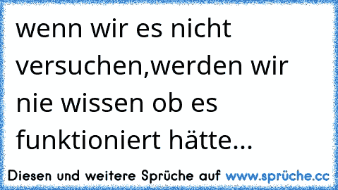 wenn wir es nicht versuchen,werden wir nie wissen ob es funktioniert hätte... ღ