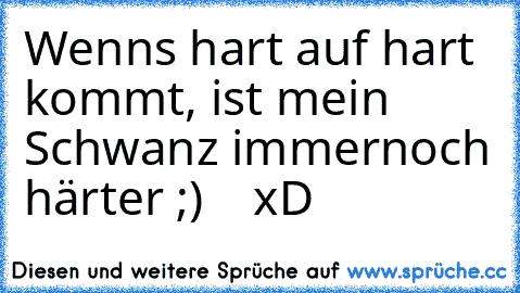 Wenns hart auf hart kommt, ist mein Schwanz immernoch härter ;)    xD