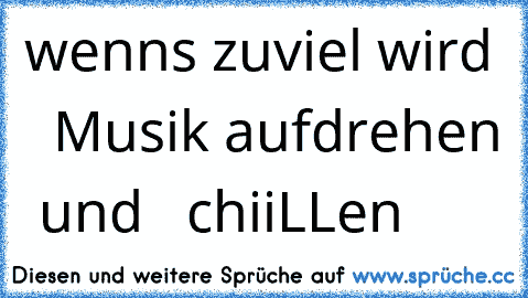 wenns zuviel wird
 ♫ ღ Musik aufdrehen ღ ♫
und
 ☆ ☆ chiiLLen  ☆ ☆