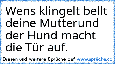 Wen´s klingelt bellt deine Mutter
und der Hund macht die Tür auf.