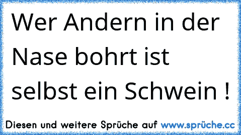 Wer Andern in der Nase bohrt ist selbst ein Schwein !