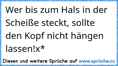 Wer bis zum Hals in der Scheiße steckt, sollte den Kopf nicht hängen lassen!
x*