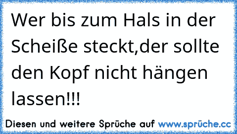 Wer bis zum Hals in der Scheiße steckt,der sollte den Kopf nicht hängen lassen!!!