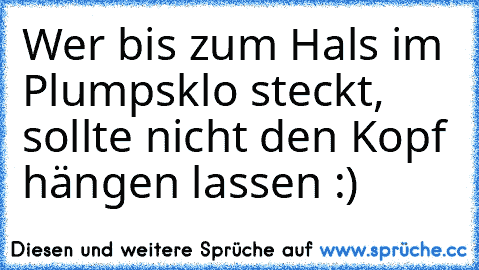 Wer bis zum Hals im Plumpsklo steckt, sollte nicht den Kopf hängen lassen :)