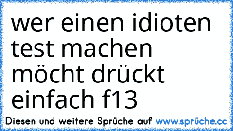 wer einen idioten test machen möcht drückt einfach f13