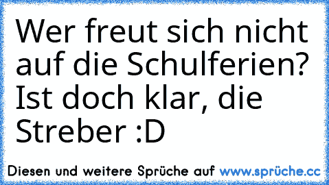 Wer freut sich nicht auf die Schulferien? Ist doch klar, die Streber :D