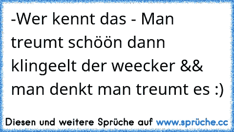 -Wer kennt das - Man treumt schöön dann klingeelt der weecker && man denkt man treumt es :)