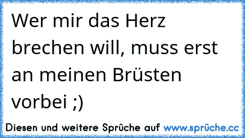 Wer mir das Herz brechen will, muss erst an meinen Brüsten vorbei ;)