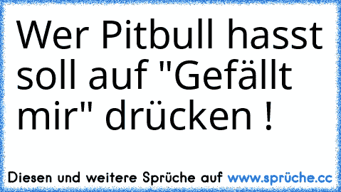 Wer Pitbull hasst soll auf "Gefällt mir" drücken !