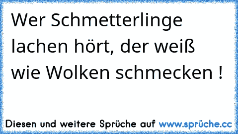 Wer Schmetterlinge lachen hört, der weiß wie Wolken schmecken ! ♥