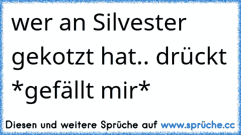 wer an Silvester gekotzt hat.. drückt *gefällt mir*