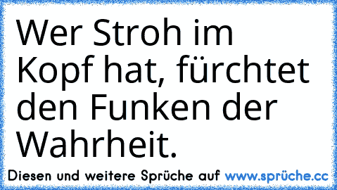 Wer Stroh im Kopf hat, fürchtet den Funken der Wahrheit.