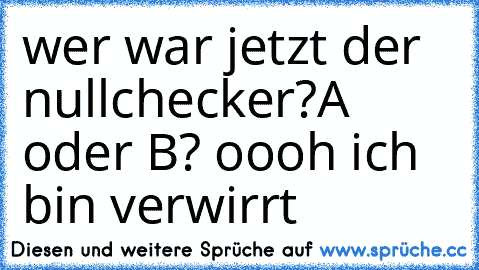 wer war jetzt der nullchecker?
A oder B? oooh ich bin verwirrt♥