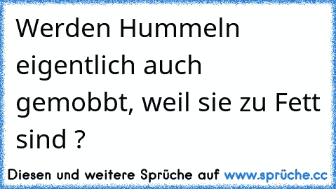 Werden Hummeln eigentlich auch gemobbt, weil sie zu Fett sind ?