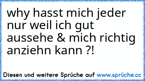 why hasst mich jeder nur weil ich gut aussehe & mich richtig anziehn kann ?!