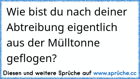 Wie bist du nach deiner Abtreibung eigentlich aus der Mülltonne geflogen?