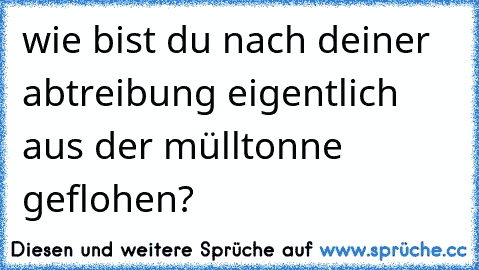 wie bist du nach deiner abtreibung eigentlich aus der mülltonne geflohen?