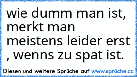 wie dumm man ist, merkt man meistens leider erst , wenns zu spat ist. ♥